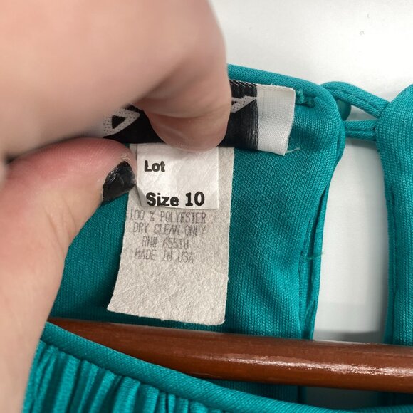 Vintage Patra Plisse Dress Womens 10 Tiered Layer Pleated Loose Ruffle Green - Picture 6 of 14